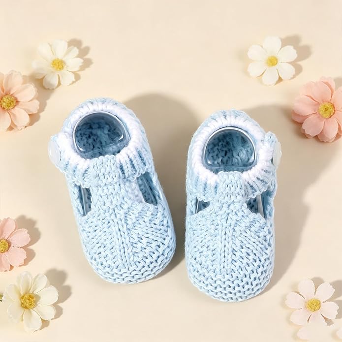 Newborn Baby Boy Girl Knit Booties Soft Sole Non-Slip First Walking Shoes | - Image 2