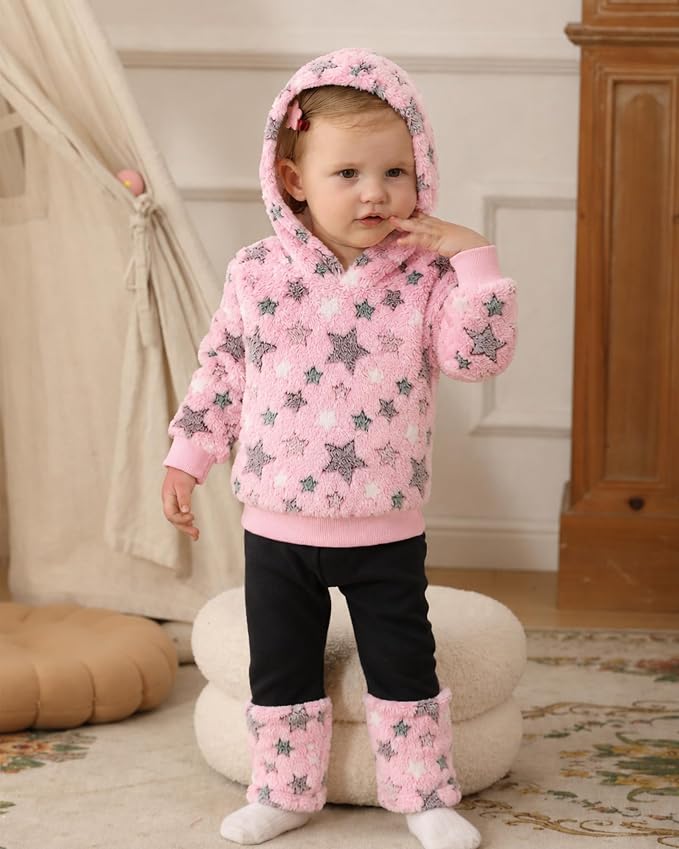 Jecson Toddler Girl Clothes Baby Girl Fleece Hoodie Outfits Thick Thermal - Image 2