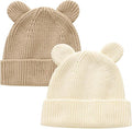 Hadetoto Cotton Baby Beanie Winter Knitted Hat, 2 Pack | Bear Ear Design by Hadetoto