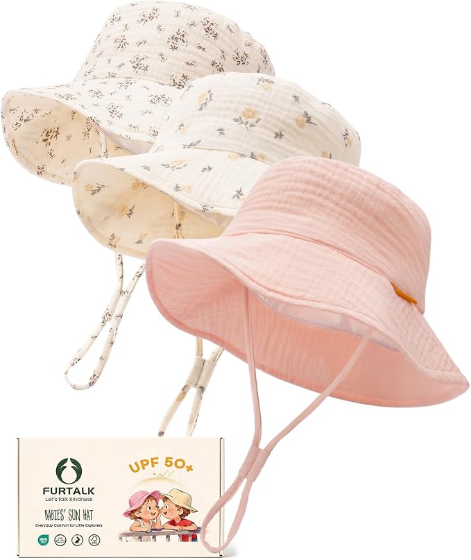 FURTALK Baby Sun Hat Muslin Cotton Toddler Bucket Hat - Image 8