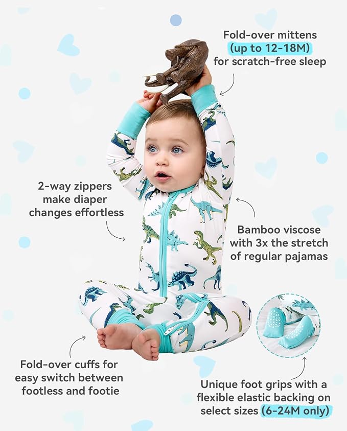 babee Reshinee Bamboo Viscose Baby Footie Pajama, Zipper Sleeper Boys Girls - Image 3