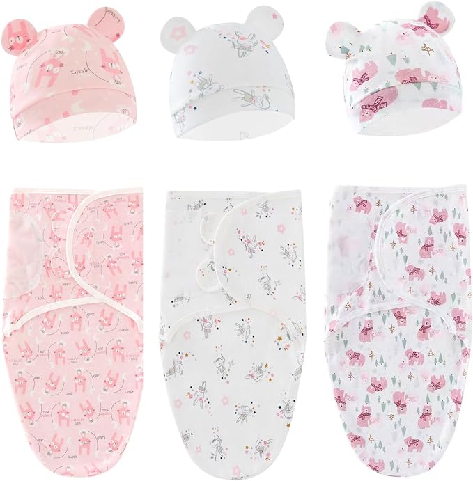 3-Pack Baby Swaddles for Newborns Girls by Exemaba