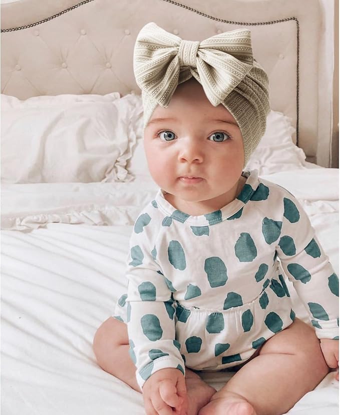 DRESHOW BQUBO 5 Pieces Newborn Baby Turban Hats Bow Baby Infant Beanie - Image 3