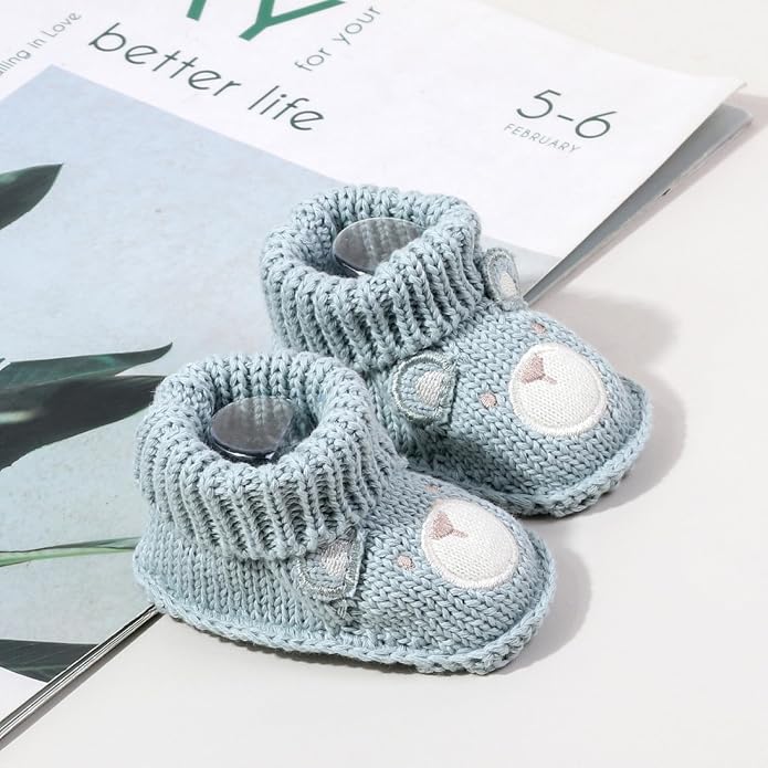 Newborn Baby Boy Girl Knit Booties Soft Sole Non-Slip First Walking Shoes | - Image 5