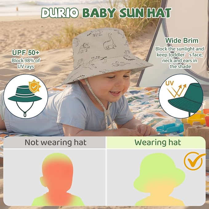Durio Baby Sun Hat UPF50+ Wide Brim Bucket Hats - Image 2