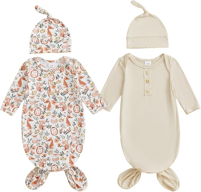 2-Pack Baby Sleeper knotted Gown Boy Girl Nightgown by Merqwadd