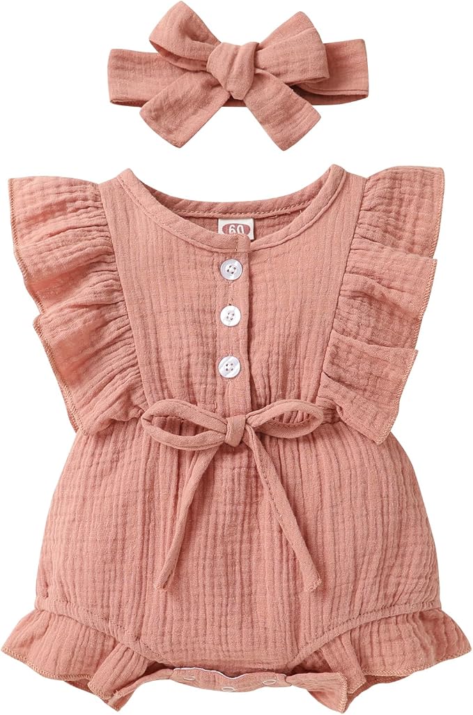 YOUNGER TREE Toddler Baby Girl Ruffled Sleeveless Romper Casual Summer Jumpsuit by YOUNGERTREE