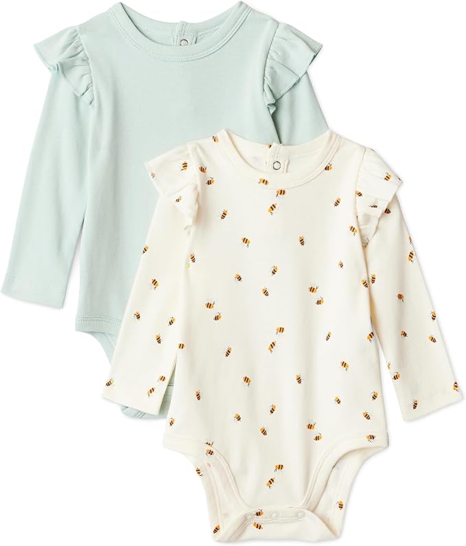 Amazon Essentials Baby Girls' Long-Sleeved Ruffle Bodysuits by AmazonEssentials