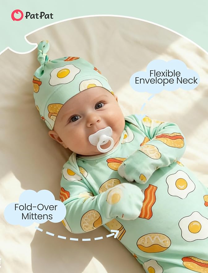 PATPAT Baby Sleeper Gown with Hat - Image 3