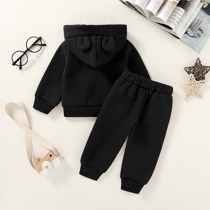 Happy Town Baby Clothes for Girls Boys Clothes Solid Color Zipper Hoodie and - Image 2