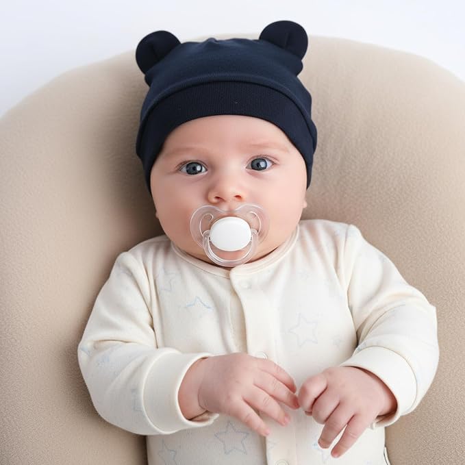 6 Pcs Baby Newborn Bear Ears Hats, Newborn Toddler Soft Beanie Hat - Image 6