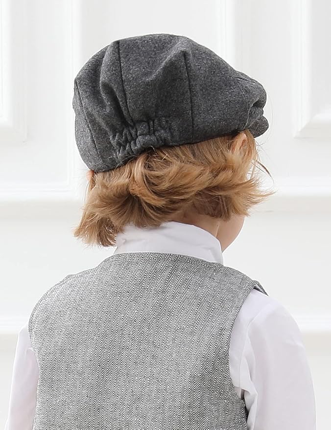 A&J DESIGN Baby Boys Newsboy Cap Toddler Kids Tweed Vintage Flat Hat - Image 2