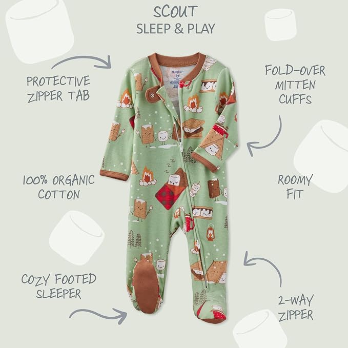 Butterblu Scout Sleep & Play 100% Organic Cotton Footed Zip Front PJs | GOTS - Image 2