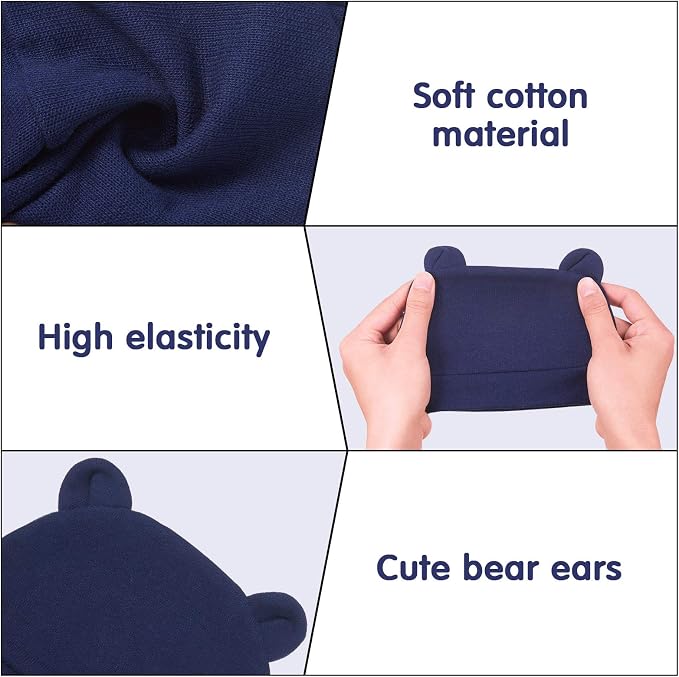 Geyoga 9 Pieces Newborn Baby Hat Bear Ears Infant Caps Baby Boy Girl Toddler - Image 2