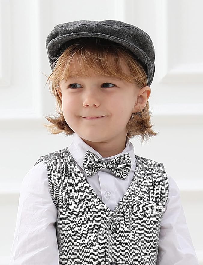 A&J DESIGN Baby Boys Newsboy Cap Toddler Kids Tweed Vintage Flat Hat - Image 3