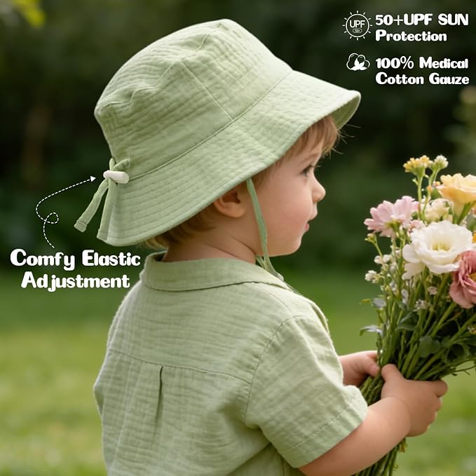 Baby Sun Hat Infant Toddler Summer Cotton Yarn Bucket Hat - Image 6