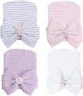 Newborn Baby Girl Hats with Bow No Scratch Cotton Toddler Infant Hat Beanie by AQOKKA
