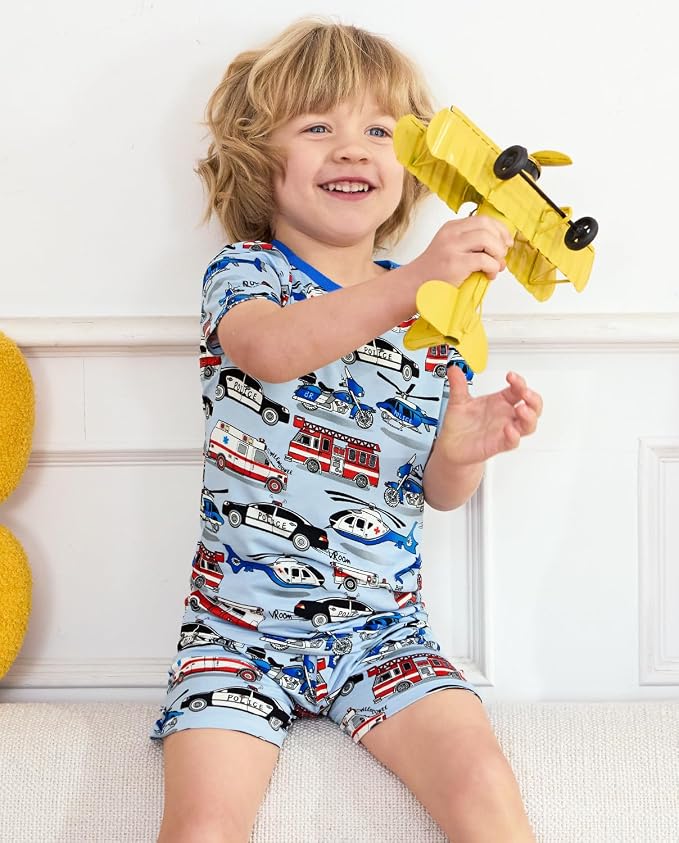 babee Reshinee Bamboo Viscose Toddler Boys Pajamas Set, Short Sleeve Kids - Image 9