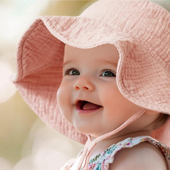 Konssy 2-Pack Muslin Baby Girl Sun Hats - Image 4