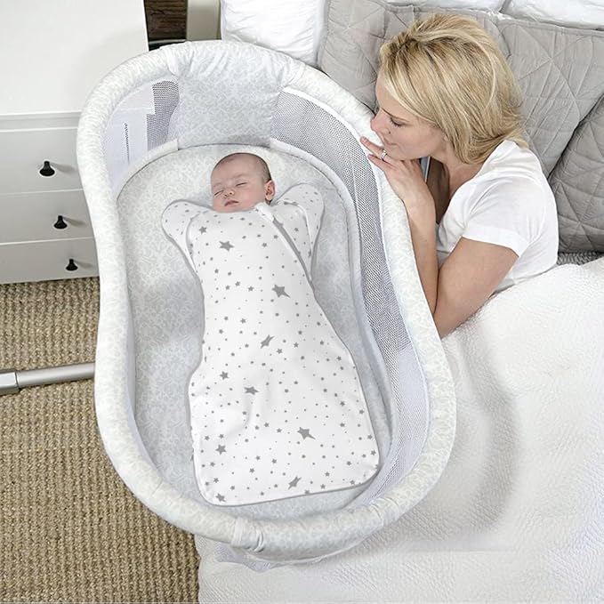 Premium Soft Cotton Swaddle Blanket Sleep Sack Arms Up Design 2 Packs 3-6 Months, Hands Up 3-Way Transitions to Arms-Free Wearable Sleeping Sack Bag for Baby Boys Girls Snug Fit Calms Startle Reflex