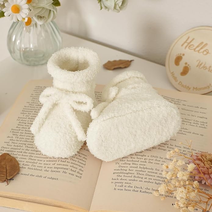 LAWKUL Cotton Baby Booties Newborn Fleece Shoes Sock - Image 3