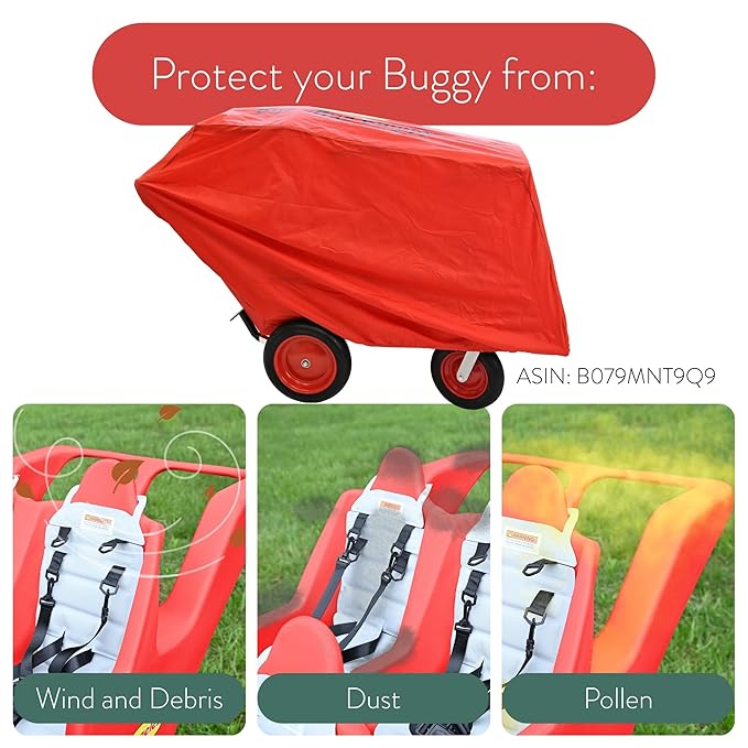 Children’s Factory 4 Passenger Bye-Bye Buggy, Red-White Seats, AFB6300F, Daycare or Preschool Stroller for Infants, Toddlers and Kids, Canopy Sold Separately