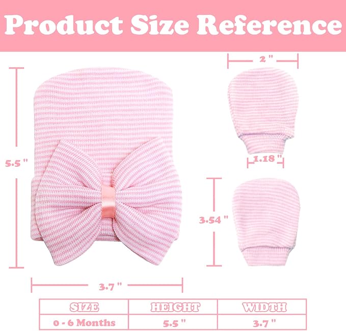 Sarfel Newborn Hats for Girls Hospital Hat Baby Girl Bows and Headbands Infant - Image 6