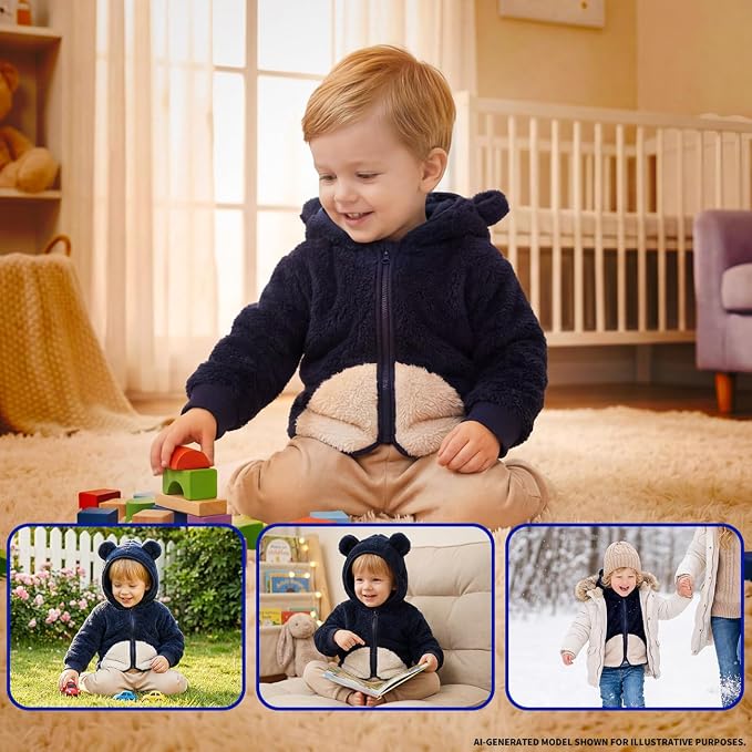 Baby Girl Winter Warm Fleece Jacket Toddler Boy Sherpa Infant Sweater Coat | - Image 2