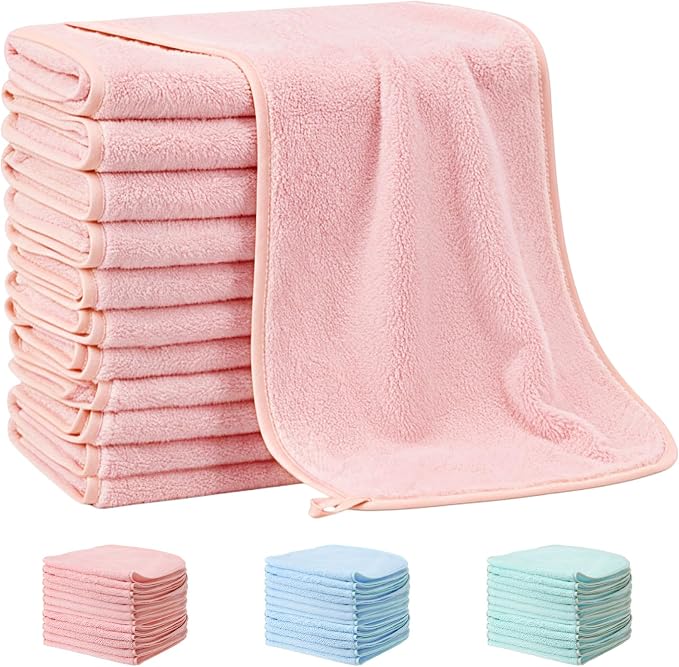 Hahafelt 12 Pack Pink Baby Burp Cloths by Hahafelt