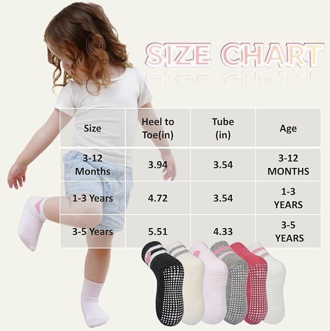 Toddler Grip Socks with Non-Slip Unisex Baby Stripe Crew Cotton Socks | Retro - Image 4