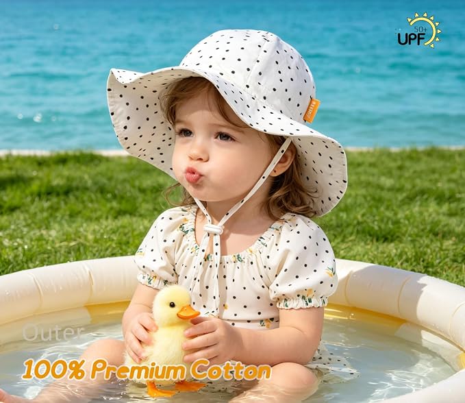 Baby Girl Sun Hat with UPF 50+ Outdoor Adjustable Toddler Beach Hat with Wide - Image 2