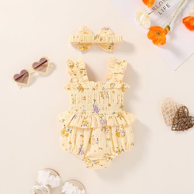YOUNGER TREE Baby girl Romper Infant Summer Clothes Ruffle Sleeveless One Piece - Image 4