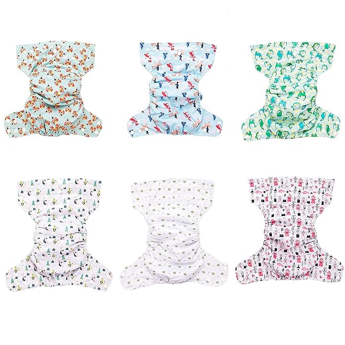 Simple Being Reusable Cloth Diapers, Double Gusset, One Size Adjustable, Washable Soft Absorbent, Waterproof Cover, Eco-Friendly Unisex Baby Girl Boy, six 4-Layers Microfiber Inserts (Knights Dragons)