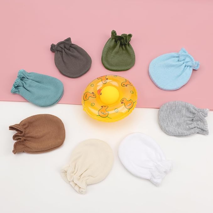 AQOKKA Newborn Baby Mittens No Scratch Cotton Elastic Wrist Gloves Infant - Image 6