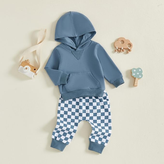 Infant Baby Boy Fall Winter Clothes Outfit Hooded Long Sweatshirt Pant Set - Image 5