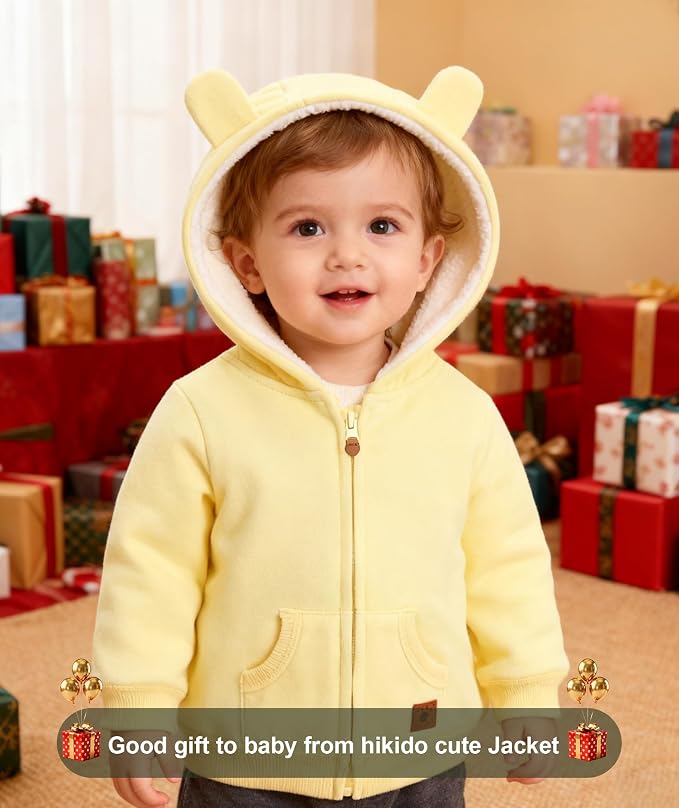 Hikido Baby Girls Boys Warm Adorable Hooded Zip Coat - Image 6
