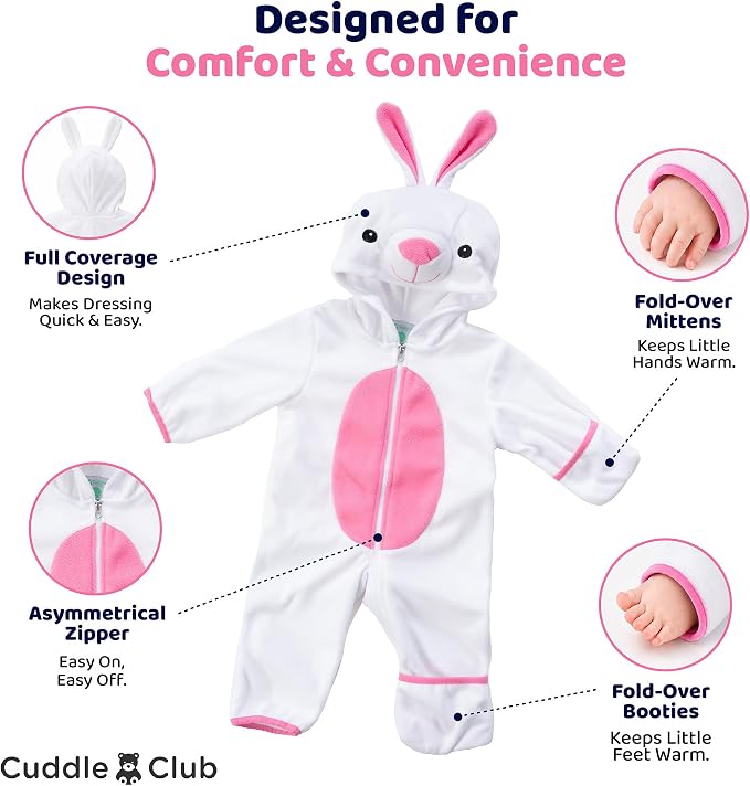 Cuddle Club Fleece Baby Bunting Bodysuit Hoodie, Newborn - Image 3