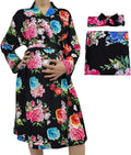 SUFEINI Maternity Robe and Matching Baby Swaddle Blanket Set, Mommy Robe by SUFEINI