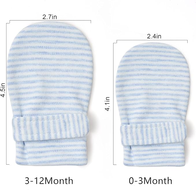 Newborn Baby No Scratch Mittens Stay On, 100% Cotton Breathable, Adjustable - Image 6