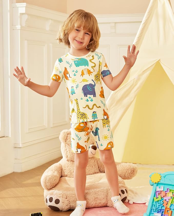 babee Reshinee Bamboo Viscose Toddler Boys Pajamas Set, Short Sleeve Kids - Image 3