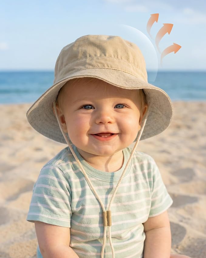 Baby Sun Hat for Toddler Kids Bamboo Rayon Bucket Hat Summer Beach Sun - Image 2