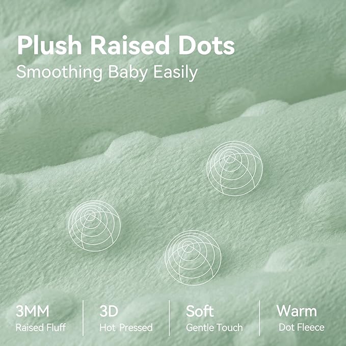 Fleece Baby Sleep Sack 6-12 Months with Plush Dots 1.5 Tog Baby Wearable Blanket with 2-Way Zipper Warm Sleeping Sack for Toddler Infant Newborn - Medium, Forest Green