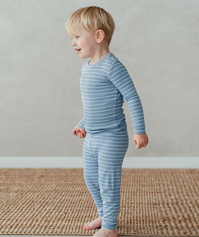 AVAUMA Stripe Pattern Baby Boys Girls Pajama Set Kids Toddler Snug fit Ribbed - Image 2
