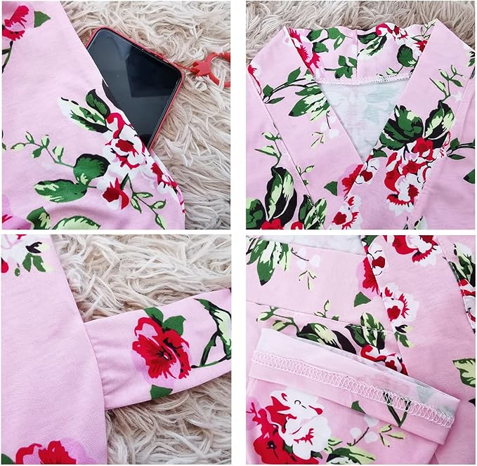 SUFEINI Maternity Robe and Matching Baby Swaddle Blanket Set, Mommy Robe - Image 3