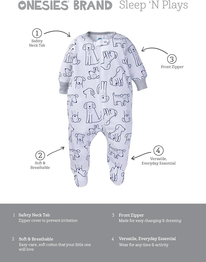 Onesies Brand Baby Boys' 4-pack Sleep 'N Play Footies - Image 6