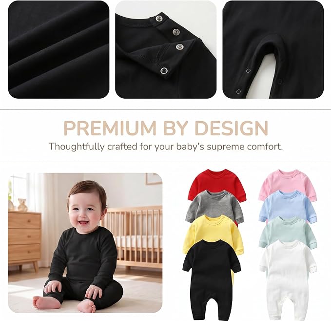 Unisex Baby romper, Long Sleeve 100% Cotton Baby Clothes, Baby Footless Jumpsuit - Image 2