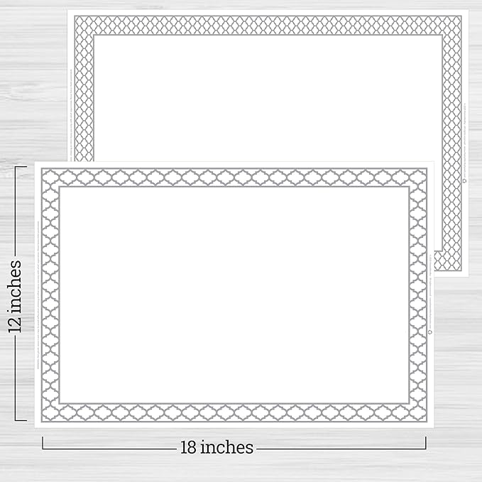 White Disposable Placemats for Baby, Kids, Toddler, Children, Adults - Neat and Sticky Plastic Placemat Table Topper Solutions for Restaurant, Schools, Crafts, or Travel Mats - 40 Pack