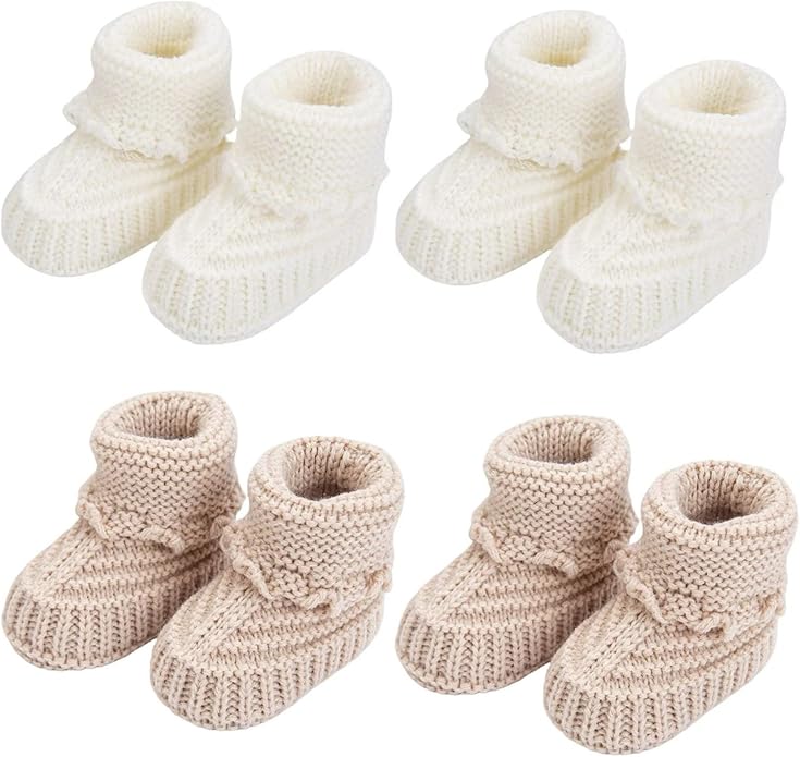 Baby Booties, Newborn Walking Shoes, Infant Hand Crochet Knit Cotton Sock by Unknown