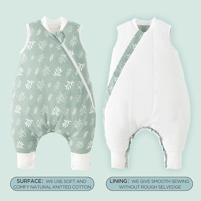 Duomiaomiao 2.5 TOG Toddler Sleep Sack 36-48 Months 100% Cotton Winter Side Open Zipper Baby Sleep Sack with Feet, Warm Toddler Wearable Blanket
