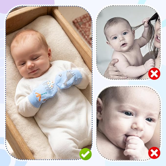 8 Pairs Baby Mittens No Scratch, Cotton Newborn Gloves Infant Mittens - Image 5